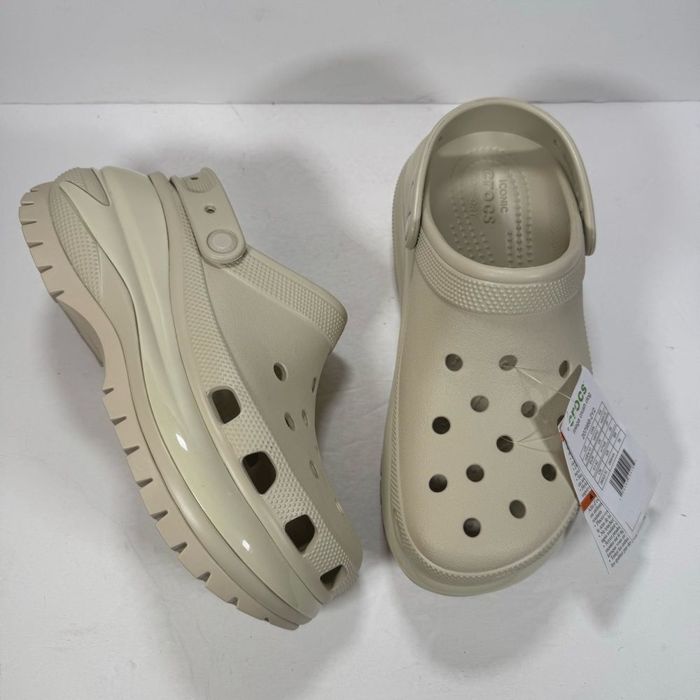 Crocs Mega Crush Chunky Platform Clogs Bone Women Size 10 Men Size 8